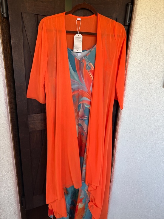 Dresses & Skirts - Maxi Dress with Orange Sheer Duster - Women Dresses Maxi